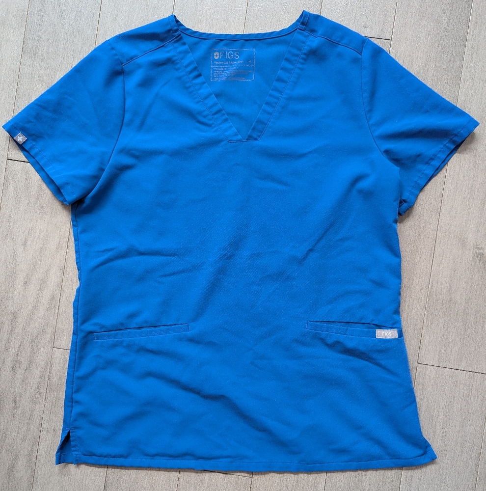 Figs Casma Blue Scrub Top Shirt Size Medium
